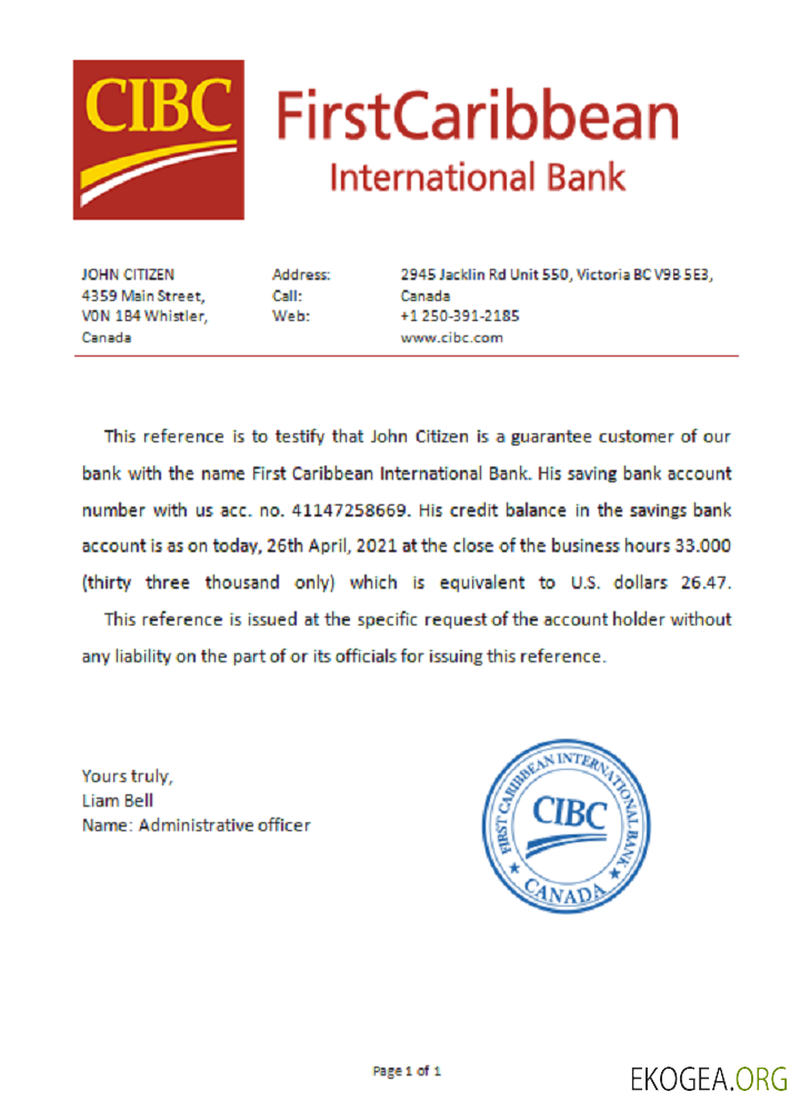 Canada , CIBC Bank , référence
